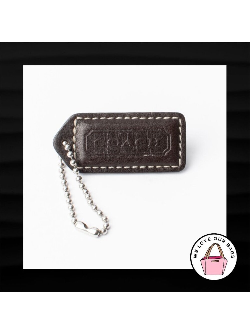 2" Medium COACH BROWN LEATHER KEY FOB BAG CHARM